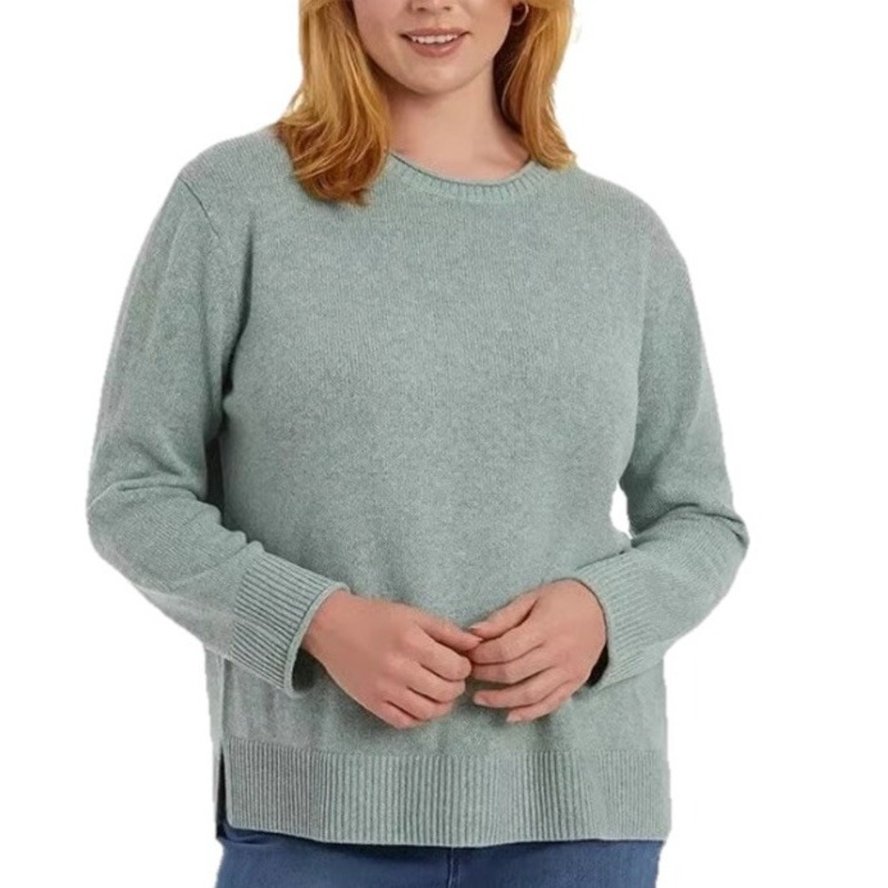 Ella Moss XL Crew Neck Soft Knit Pullover Sweater High-Low Top Sage‎ Green